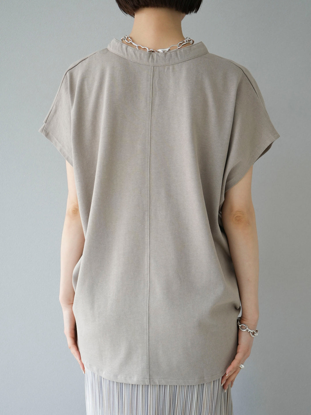 [Pre-order] Key neck dolman T-shirt/gray beige