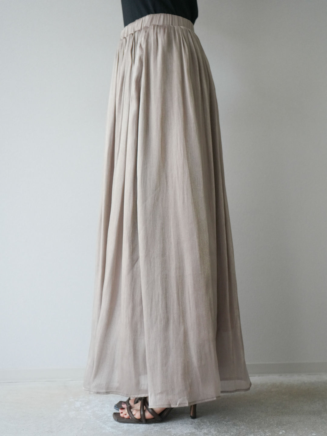 [SET]ノースリーブトップス＆シャイニーフレアスカートSET UP/(2set)