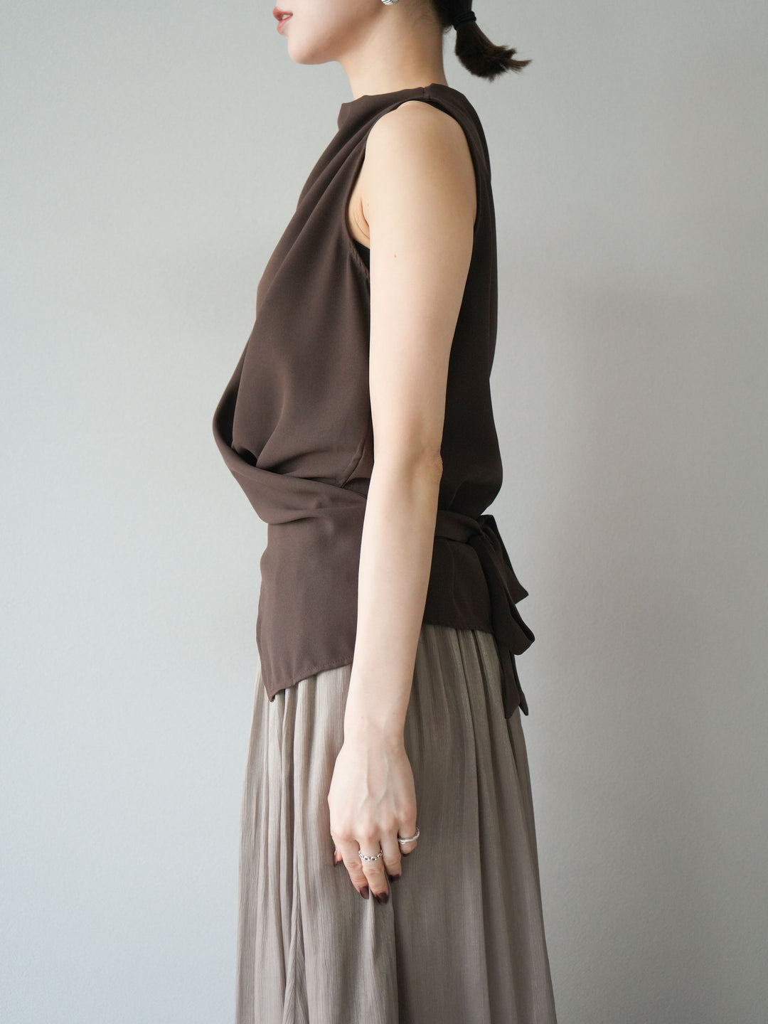 [SET]ノースリーブトップス＆シャイニーフレアスカートSET UP/(2set)