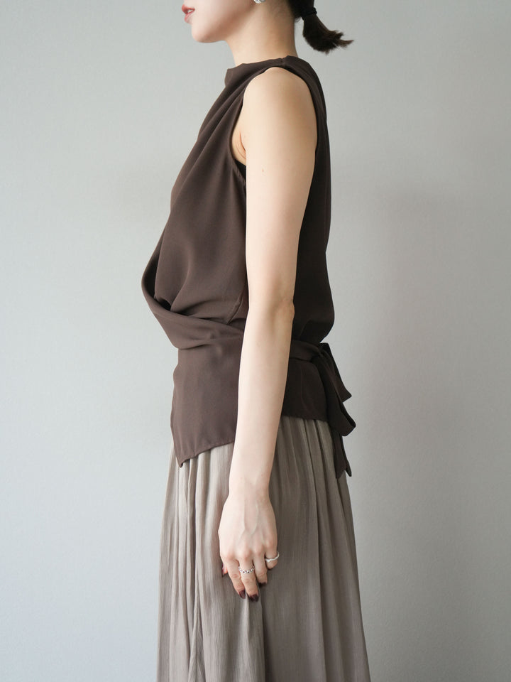 [SET]ノースリーブトップス＆シャイニーフレアスカートSET UP/(2set)