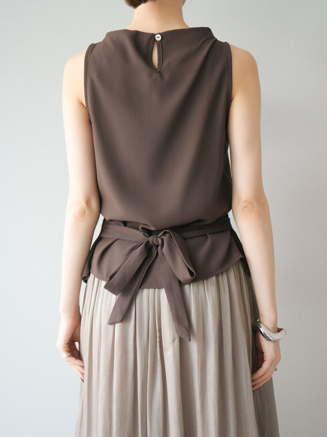 [SET]ノースリーブトップス＆シャイニーフレアスカートSET UP/(2set)