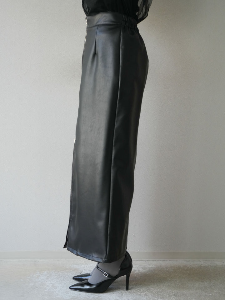 [予約]フェイクレザーZIPタイトスカート/ブラック