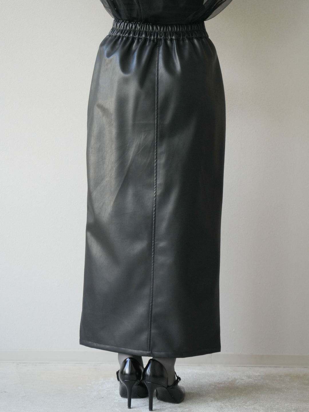 [予約]フェイクレザーZIPタイトスカート/ブラック