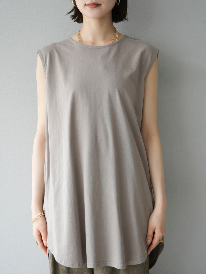 [Pre-order] Sleeveless long T-shirt/beige