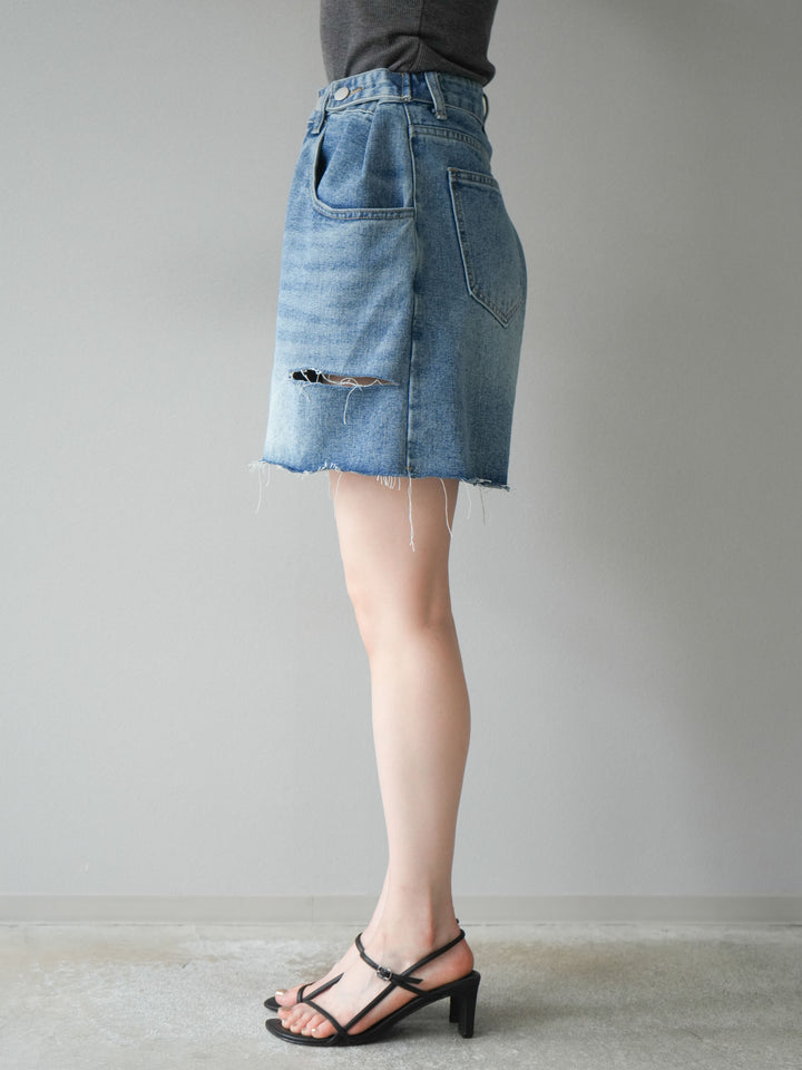 【預購】寬鬆半身牛仔褲/藍色