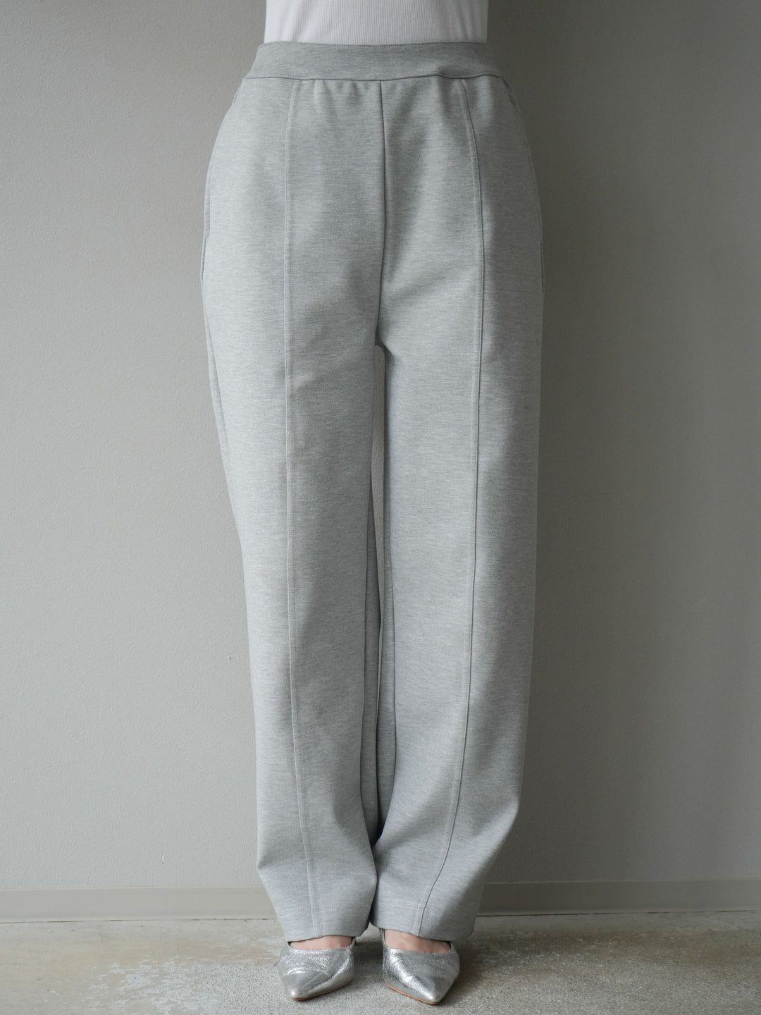 [予約]ステッチポンチライクパンツ/杢グレー