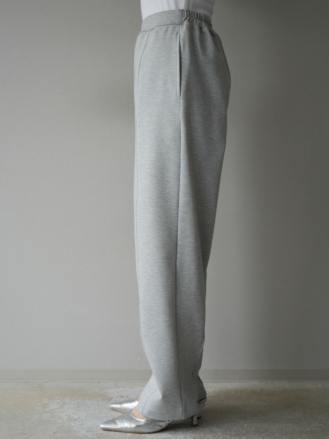 [予約]ステッチポンチライクパンツ/杢グレー