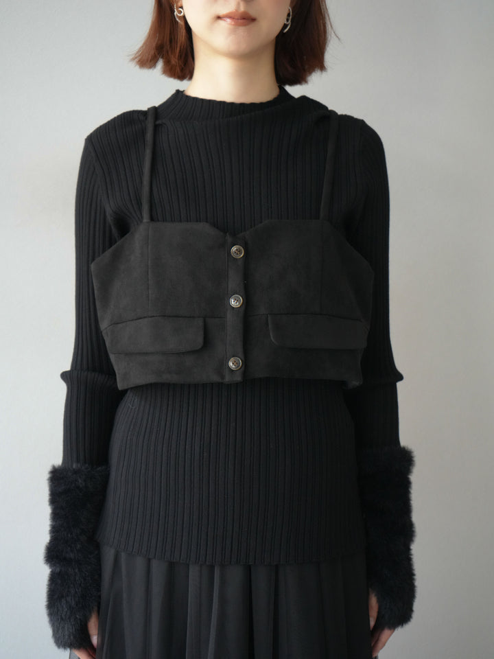 [予約]スウェードビスチェ/ブラック