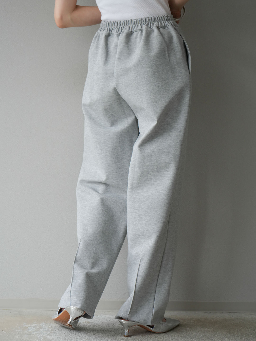 [予約]ステッチポンチライクパンツ/杢グレー