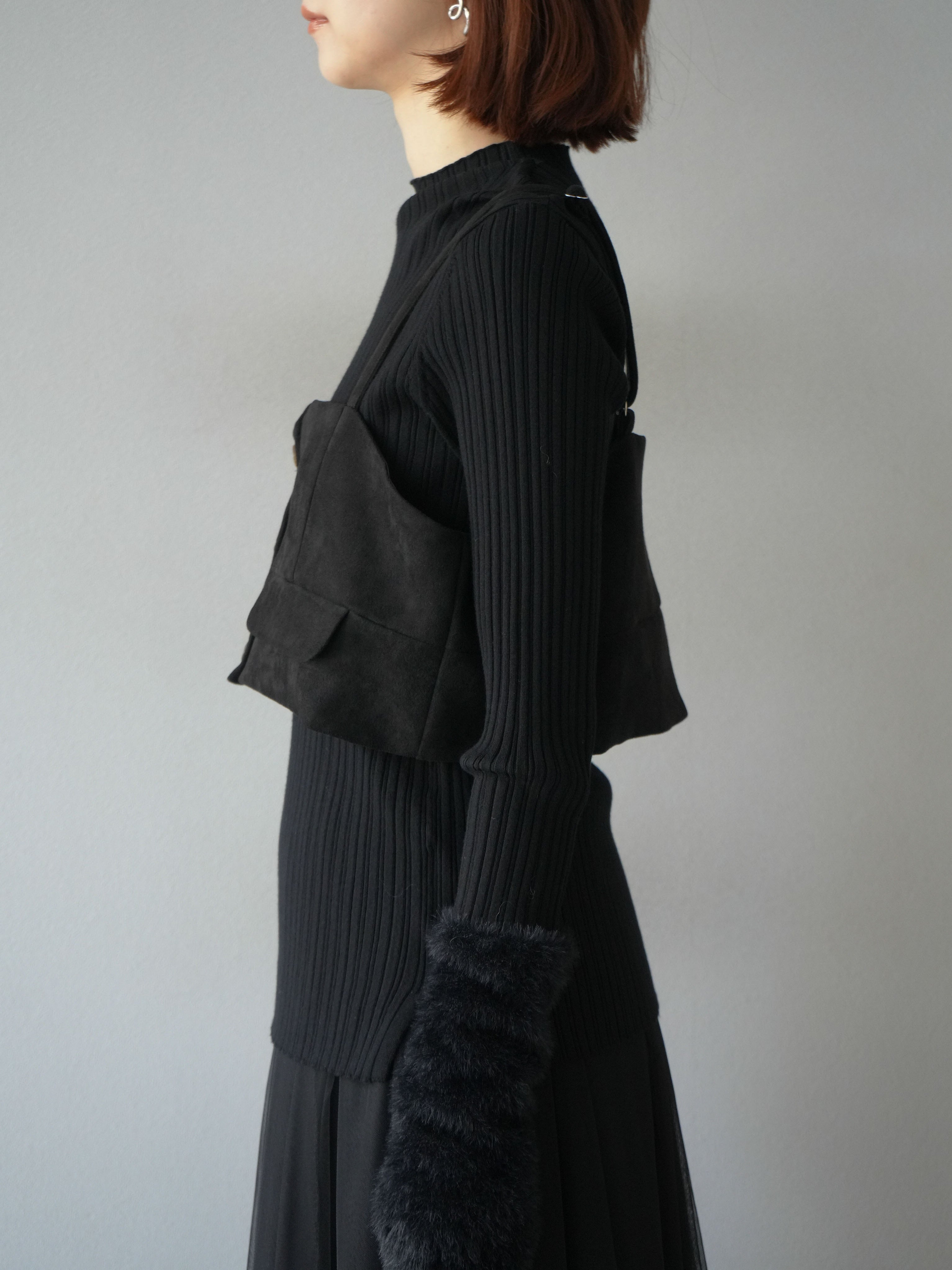 美品　ツイーディビスチェ　ブラック エイミーイストワール EIMY ISTOIRE フェイクレザージップビスチェ