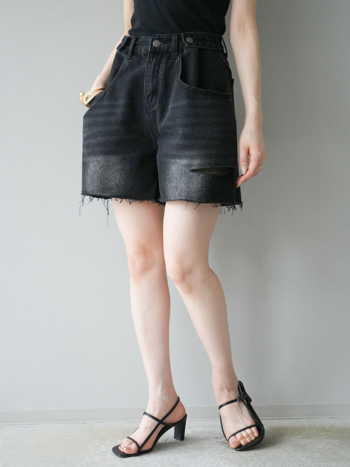 【預購】寬鬆半身牛仔褲/黑色