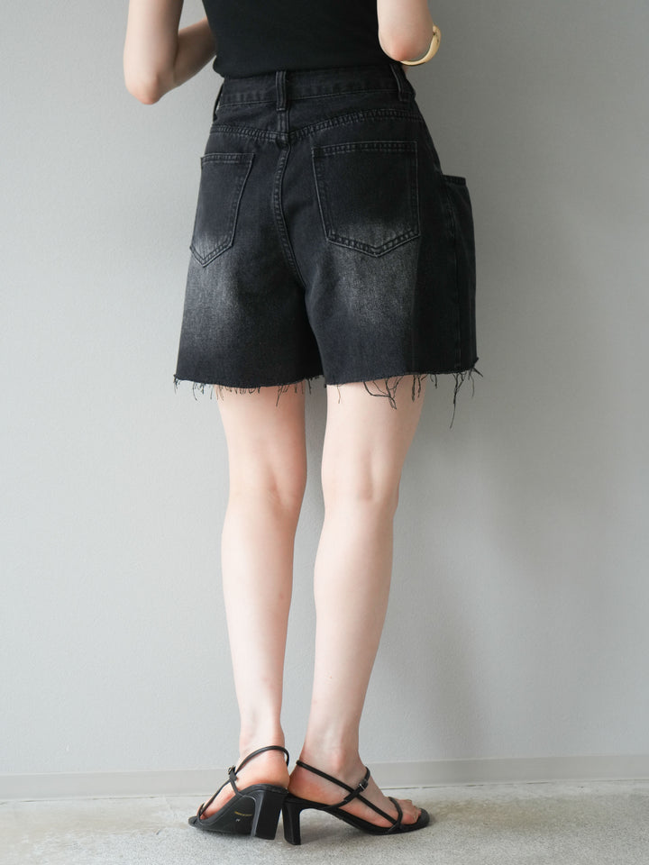 【預購】寬鬆半身牛仔褲/黑色