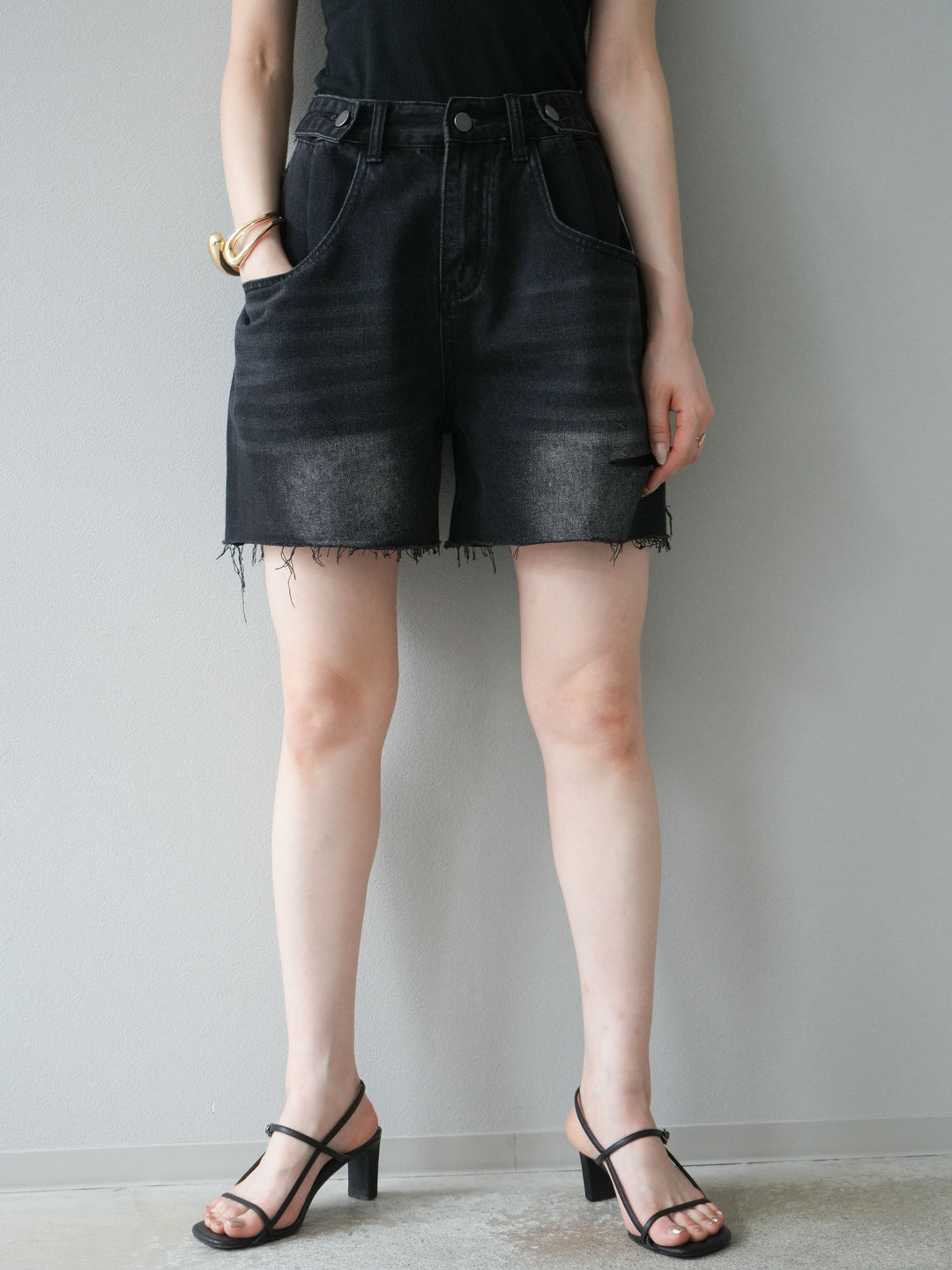 【預購】寬鬆半身牛仔褲/黑色