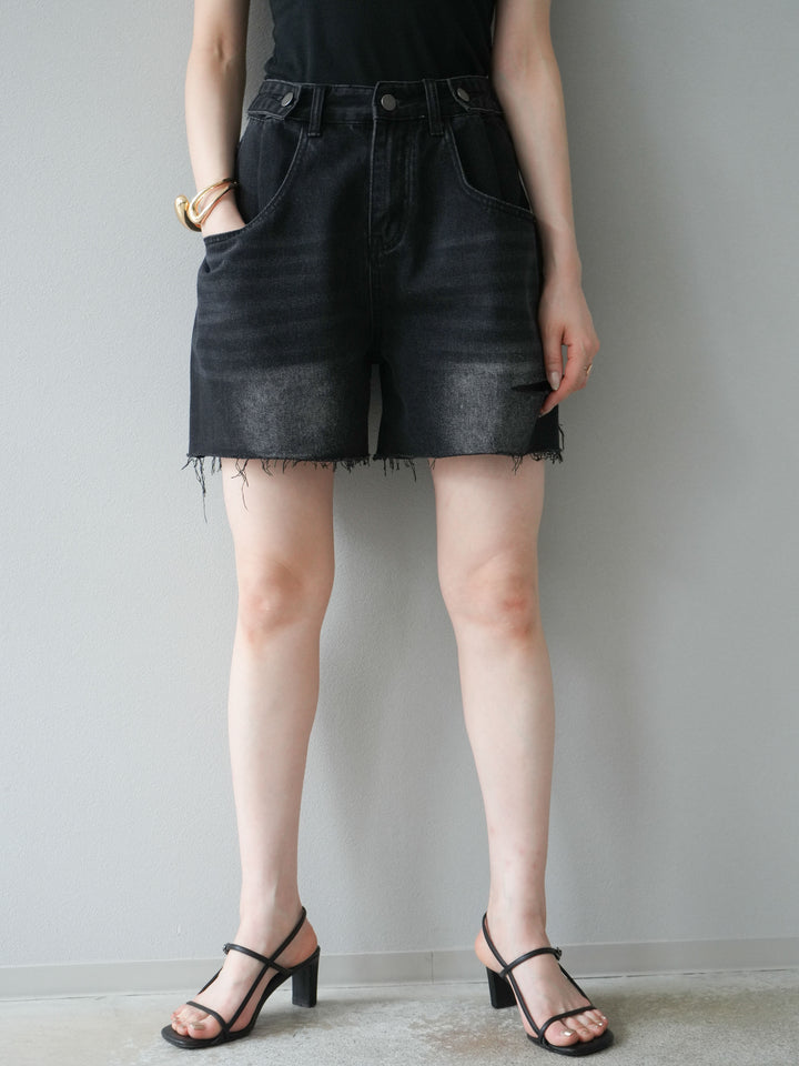 【預購】寬鬆半身牛仔褲/黑色