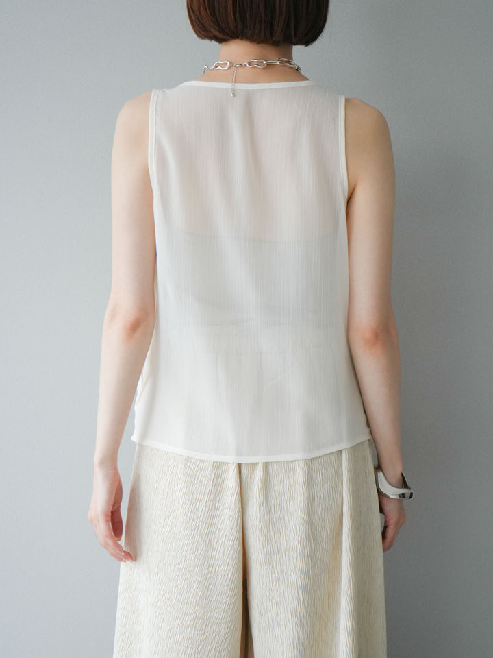 [予約]シアードレープレイヤードノースリーブトップス/ホワイト