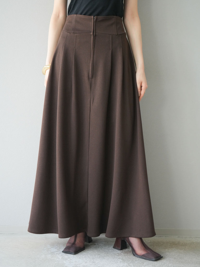 希少色✨美品 PLEATS PLEASE ロングスカート ダークブラウン 予約]ポンチフロントZIPフレアロングスカート/ブラウン – Lumier