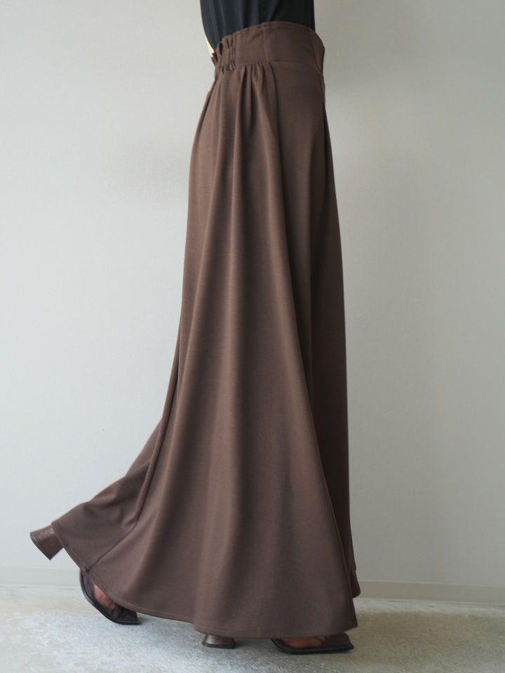 [予約]ポンチフロントZIPフレアロングスカート/ブラウン