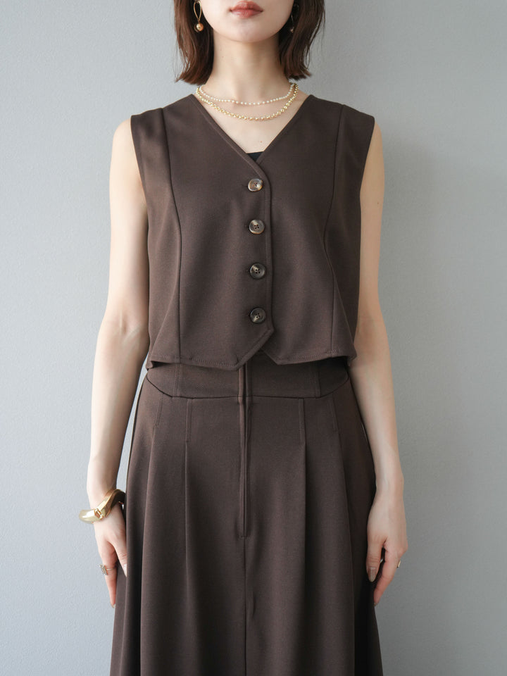 [予約]ポンチノーカラーベスト/ブラウン