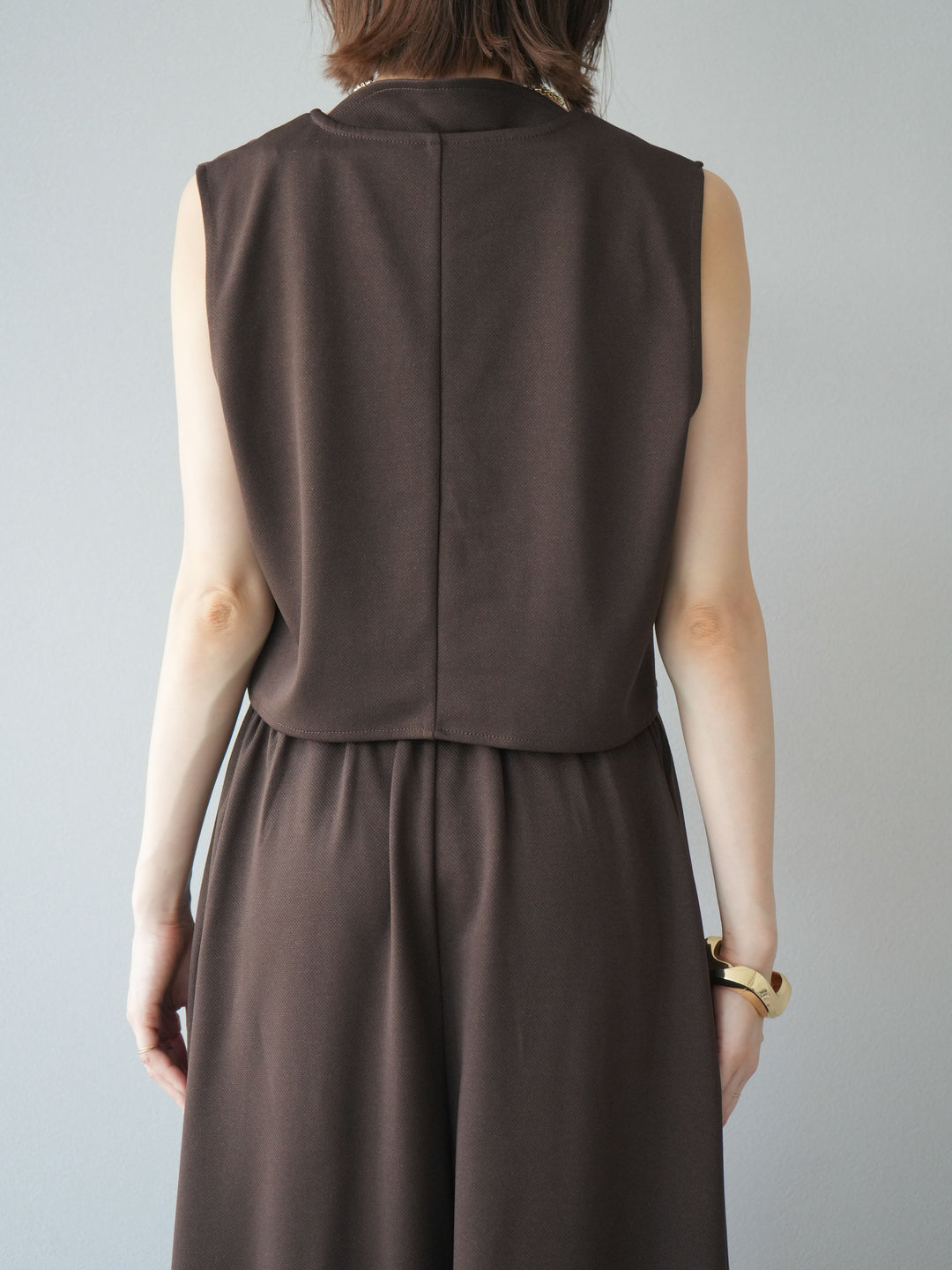 [予約]ポンチノーカラーベスト/ブラウン