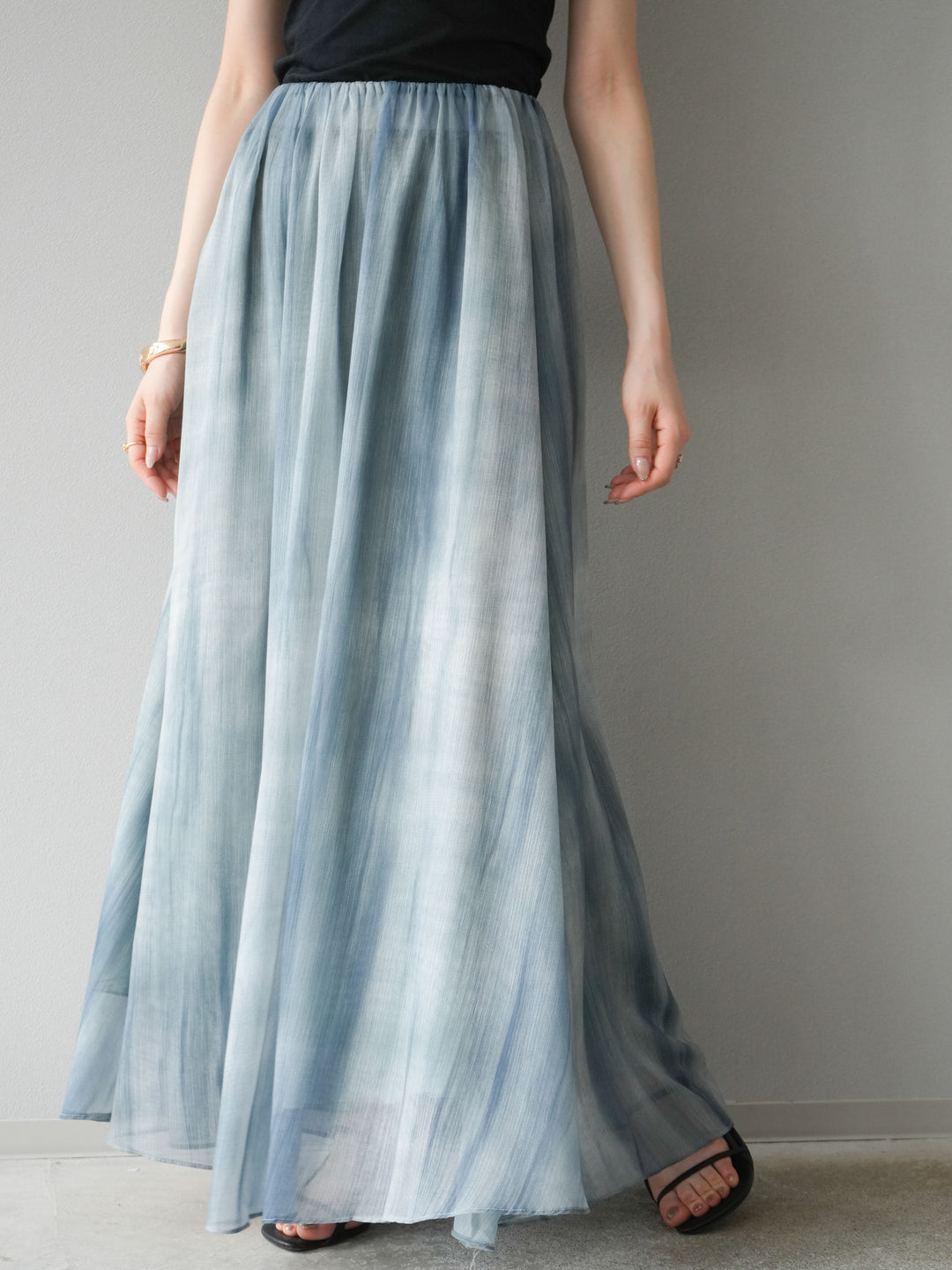 【預購】Nuance 透視喇叭裙/綠色