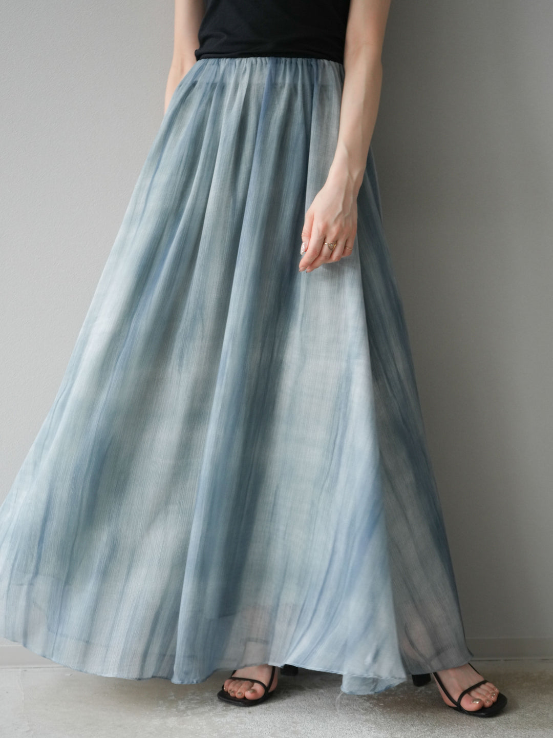 【預購】Nuance 透視喇叭裙/綠色