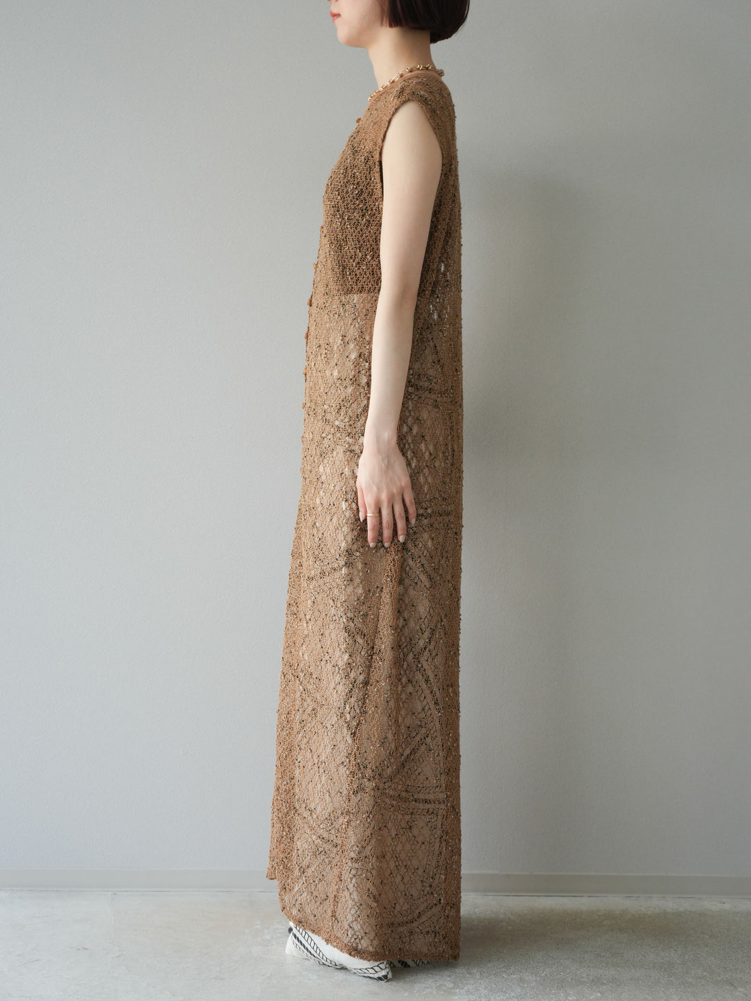 [予約]2WAYネップメッシュワンピース/ブラウン