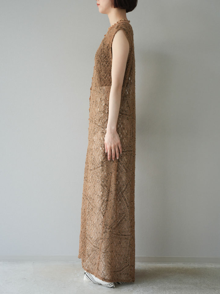 [予約]2WAYネップメッシュワンピース/ブラウン