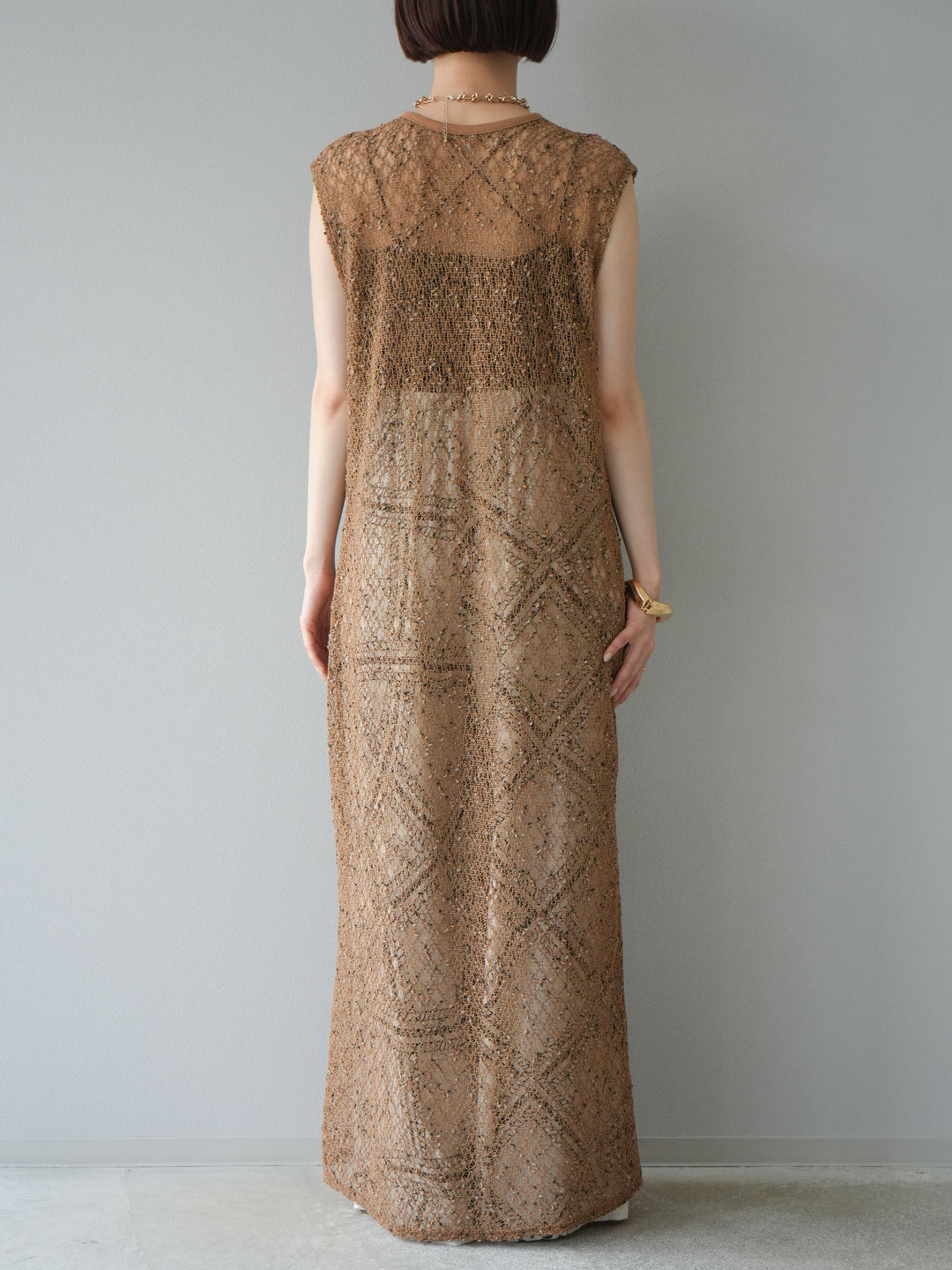 [予約]2WAYネップメッシュワンピース/ブラウン