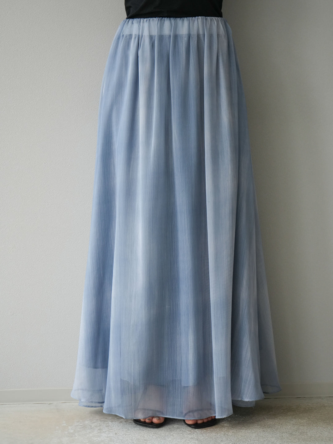[予約]ニュアンスシアーフレアスカート/ブルー