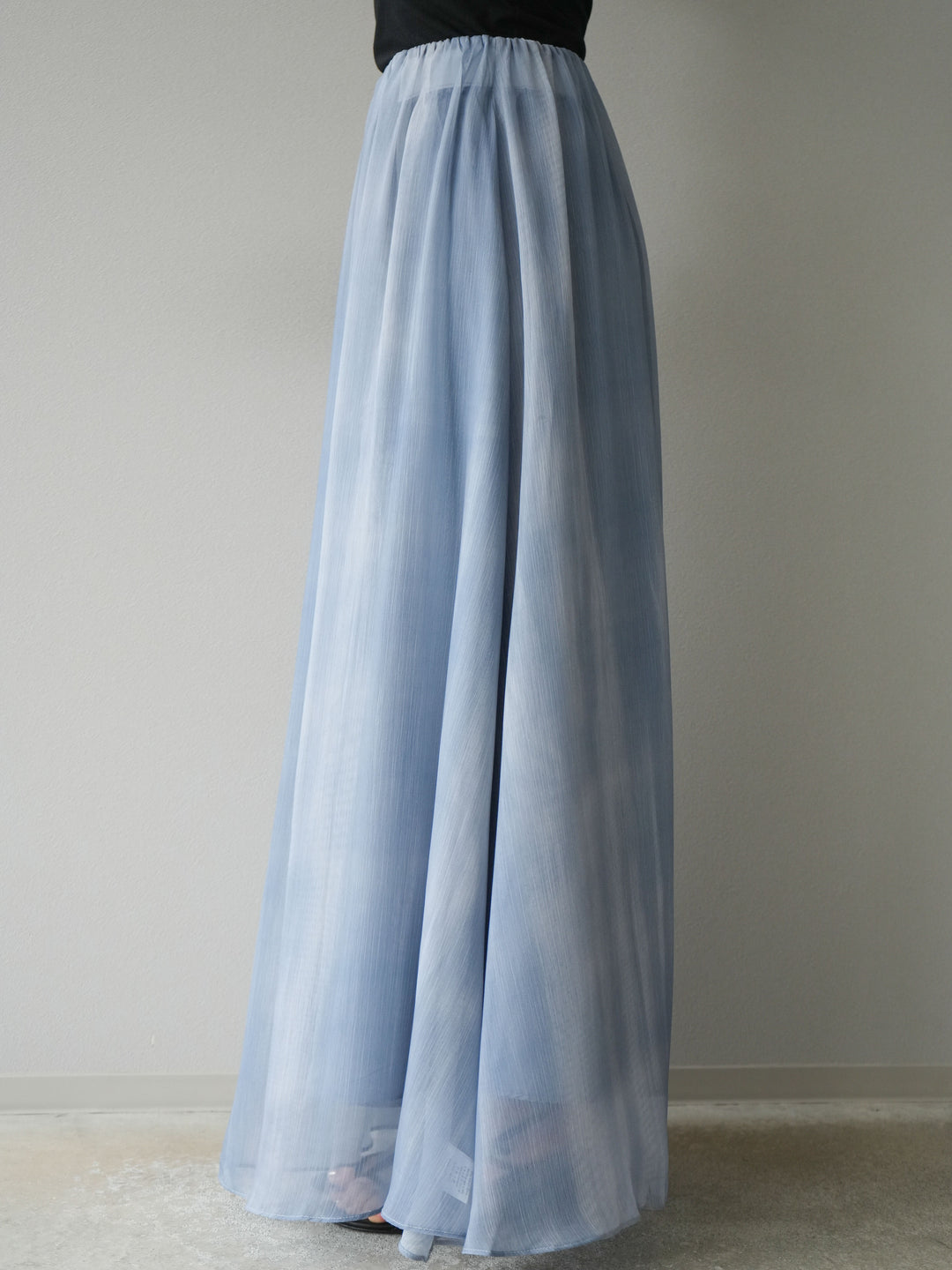 [予約]ニュアンスシアーフレアスカート/ブルー