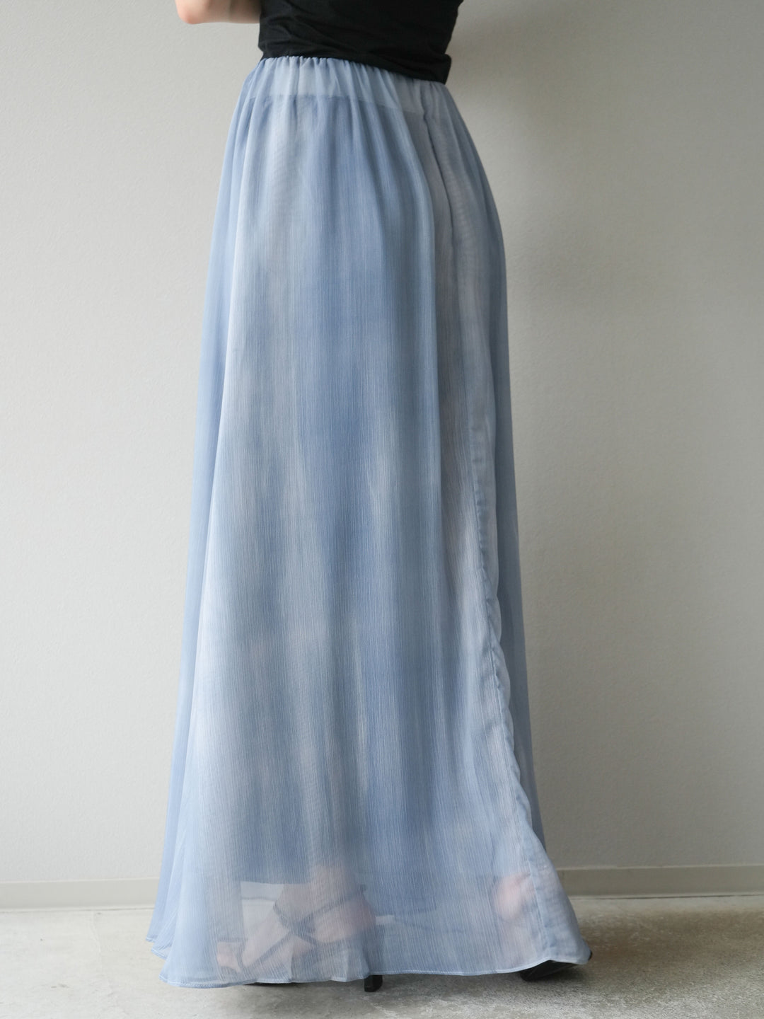 [予約]ニュアンスシアーフレアスカート/ブルー