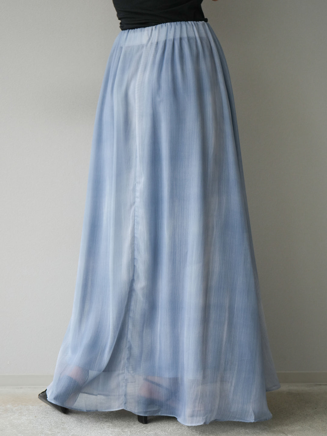 [予約]ニュアンスシアーフレアスカート/ブルー