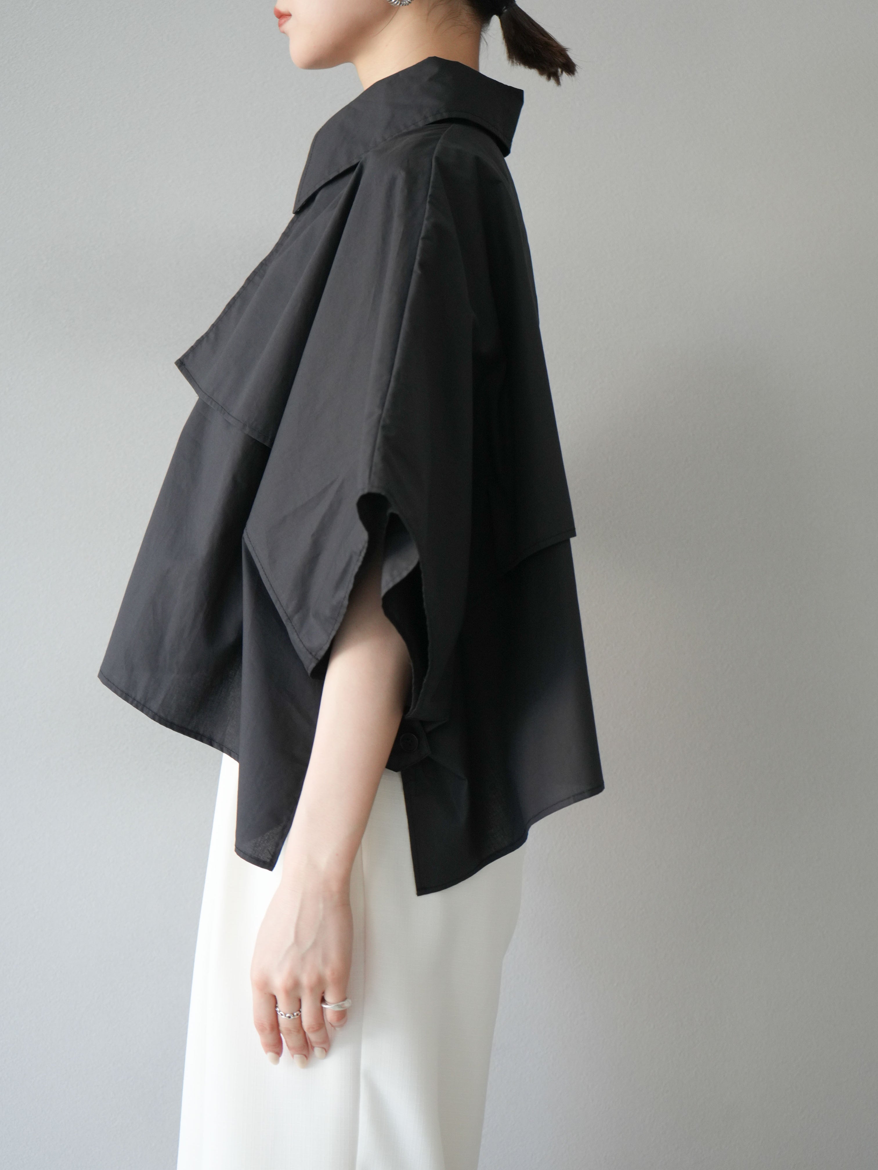 予約]ポンチョショートシャツ/ブラック – Lumier