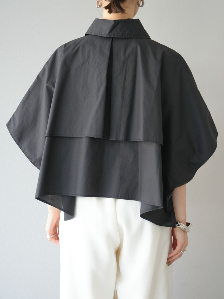 [予約]ポンチョショートシャツ/ブラック