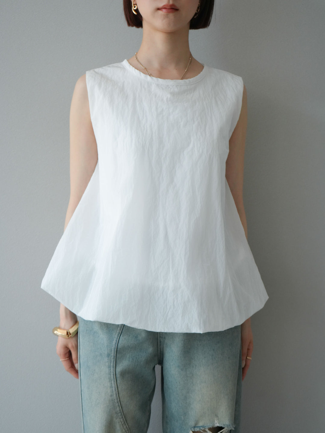 [予約]ワッシャータフタバルーンブラウス/オフ