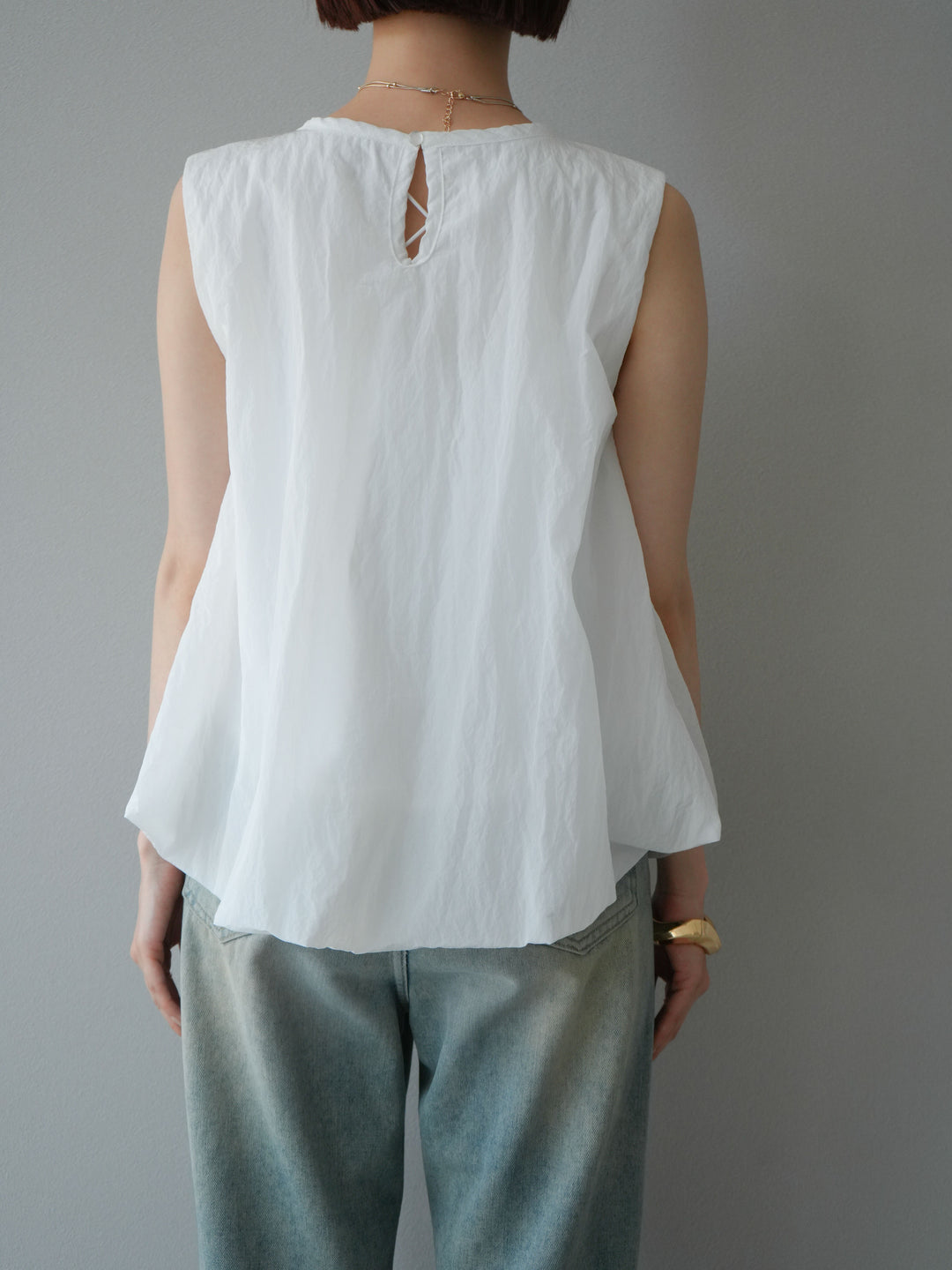 [予約]ワッシャータフタバルーンブラウス/オフ