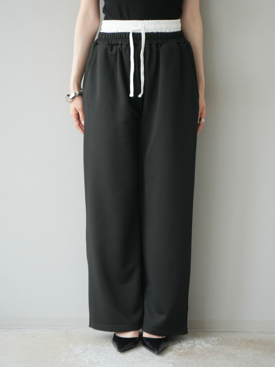 [予約]ダブルウエストスウェットパンツ/ブラック