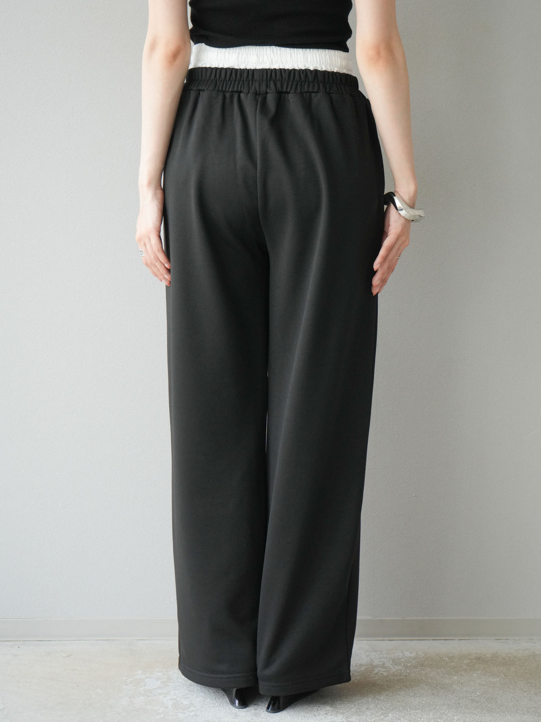 [予約]ダブルウエストスウェットパンツ/ブラック