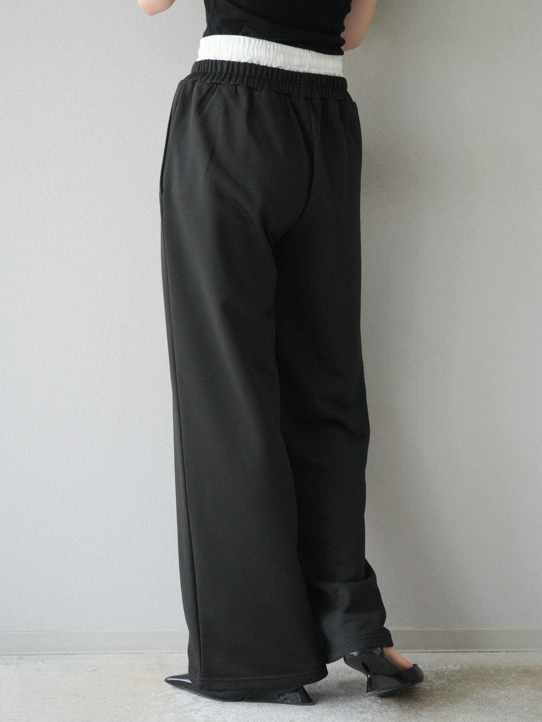 [予約]ダブルウエストスウェットパンツ/ブラック