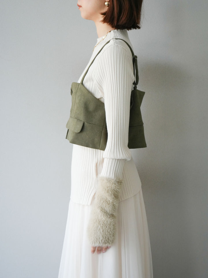 [予約]スウェードビスチェ/カーキ