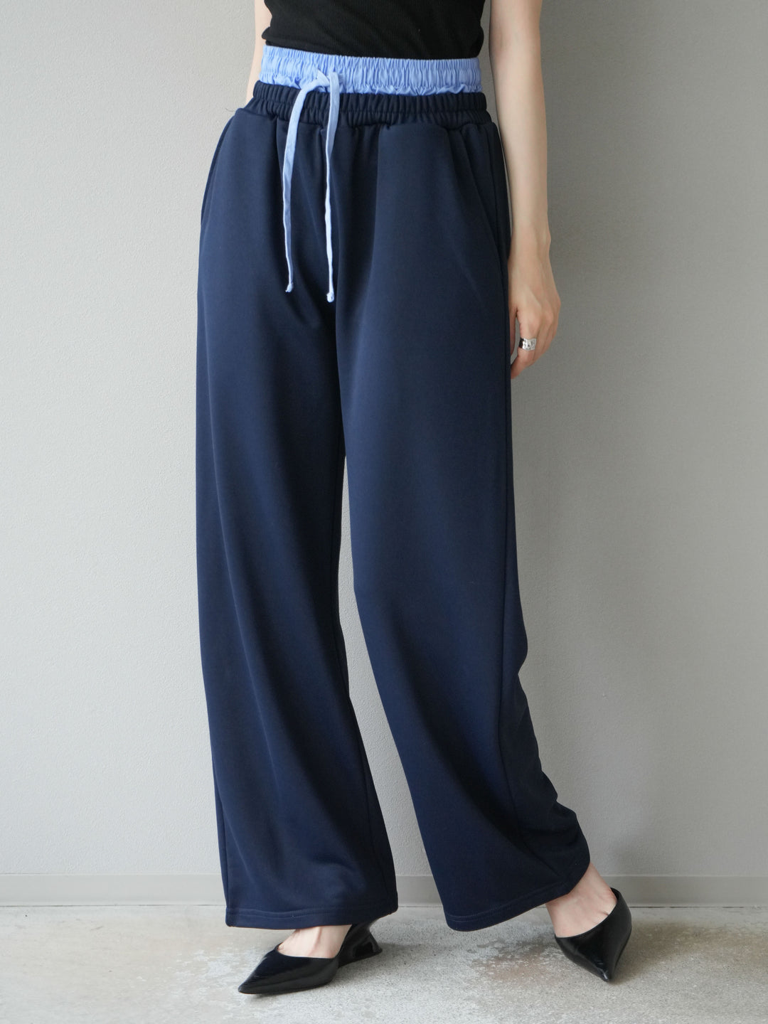 [予約]ダブルウエストスウェットパンツ/ネイビー