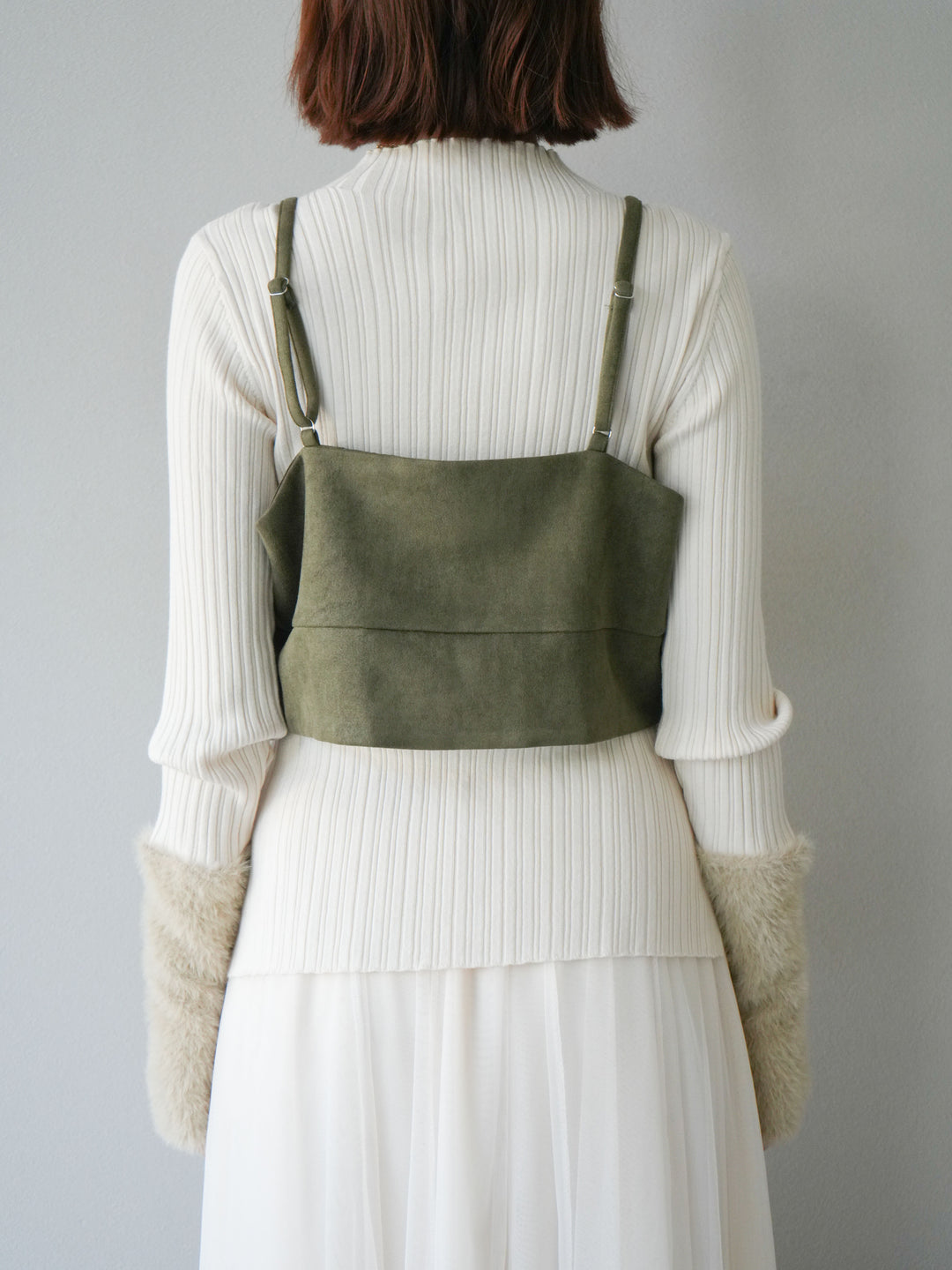 [予約]スウェードビスチェ/カーキ