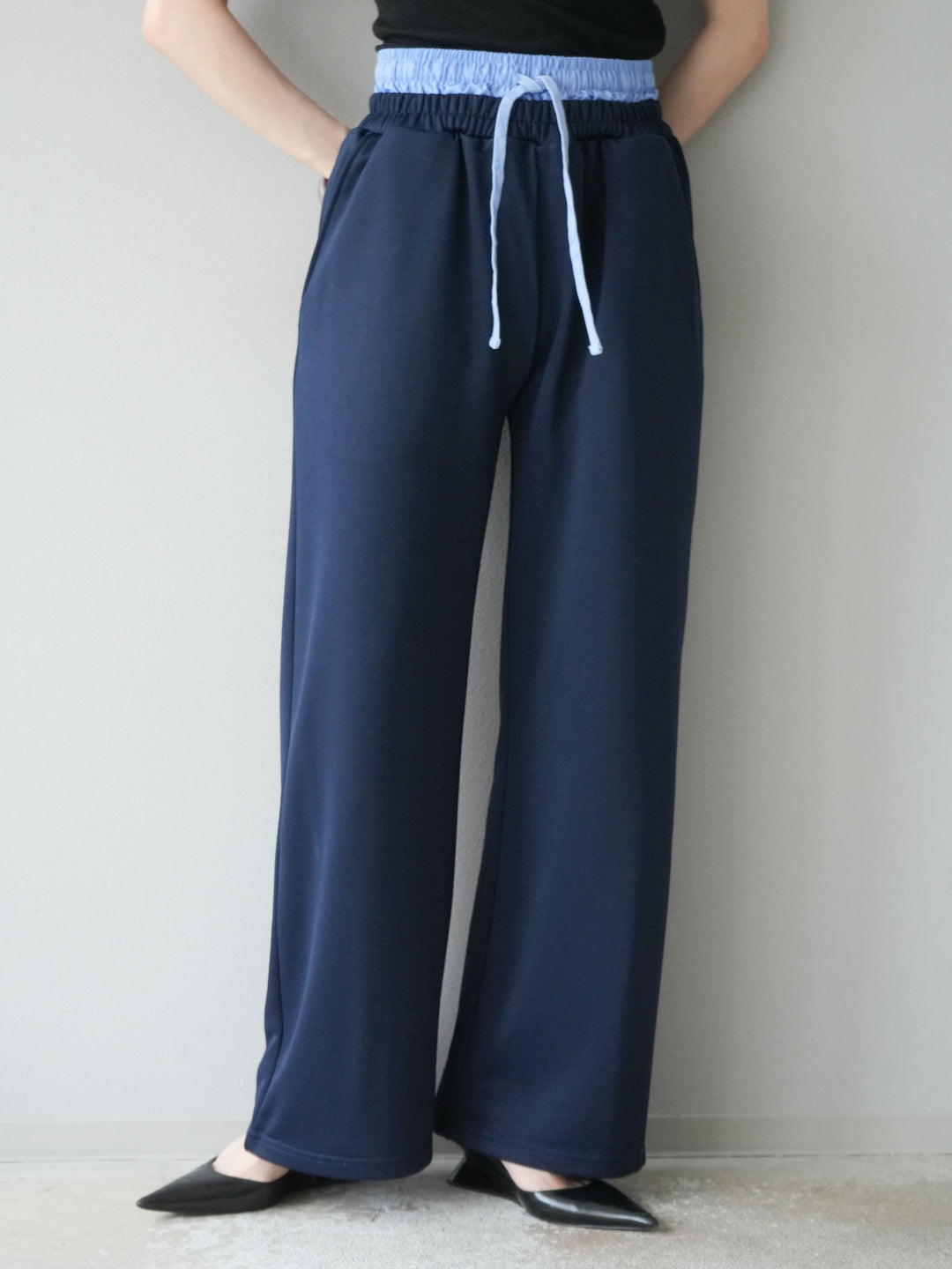 [予約]ダブルウエストスウェットパンツ/ネイビー