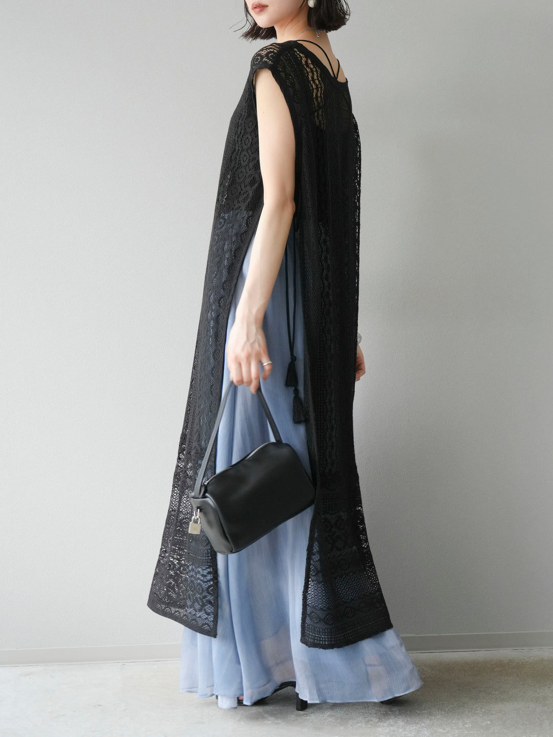 [預購] 印度蕾絲層疊洋裝/黑色