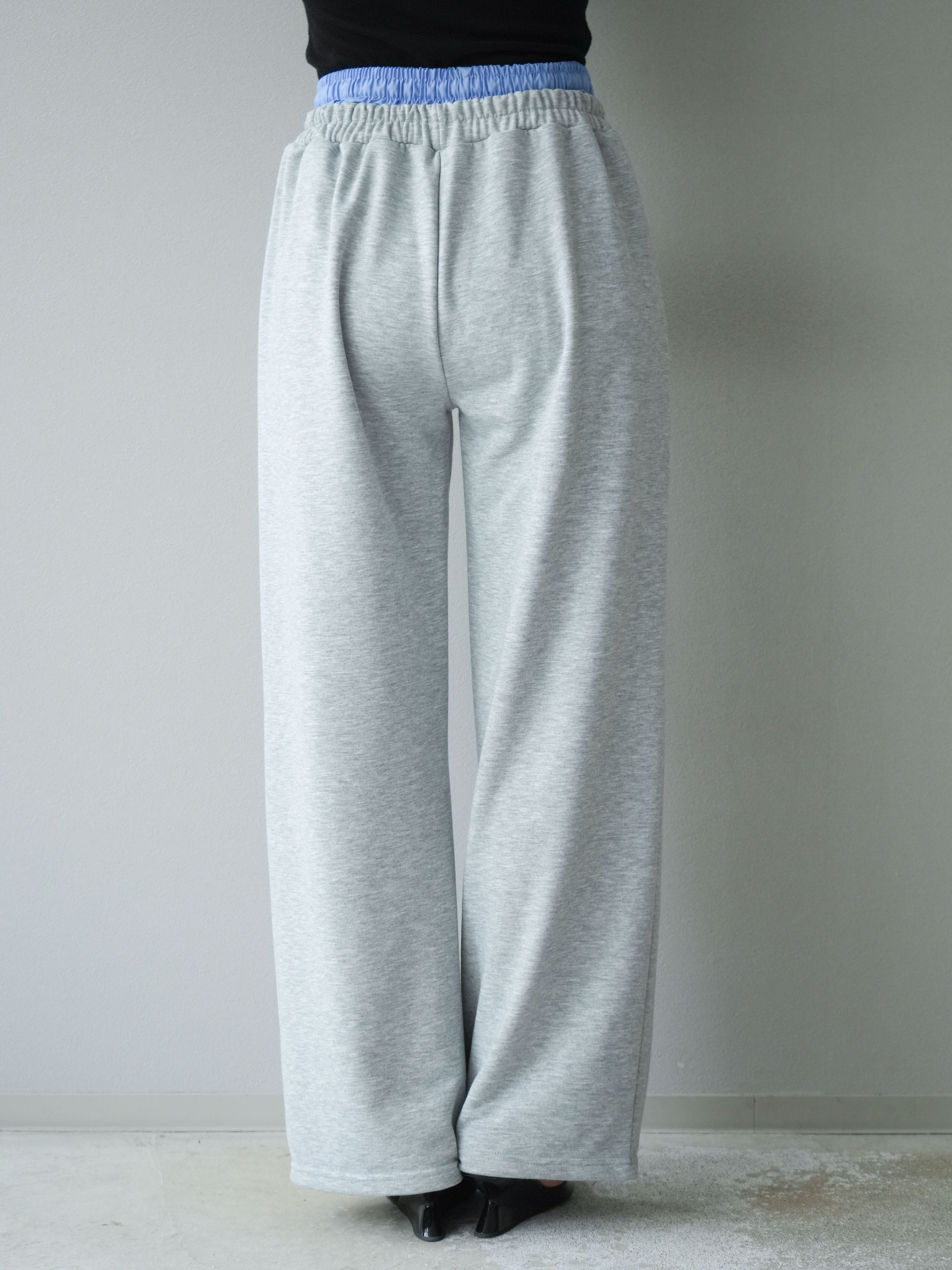 予約]ダブルウエストスウェットパンツ/杢グレー – Lumier