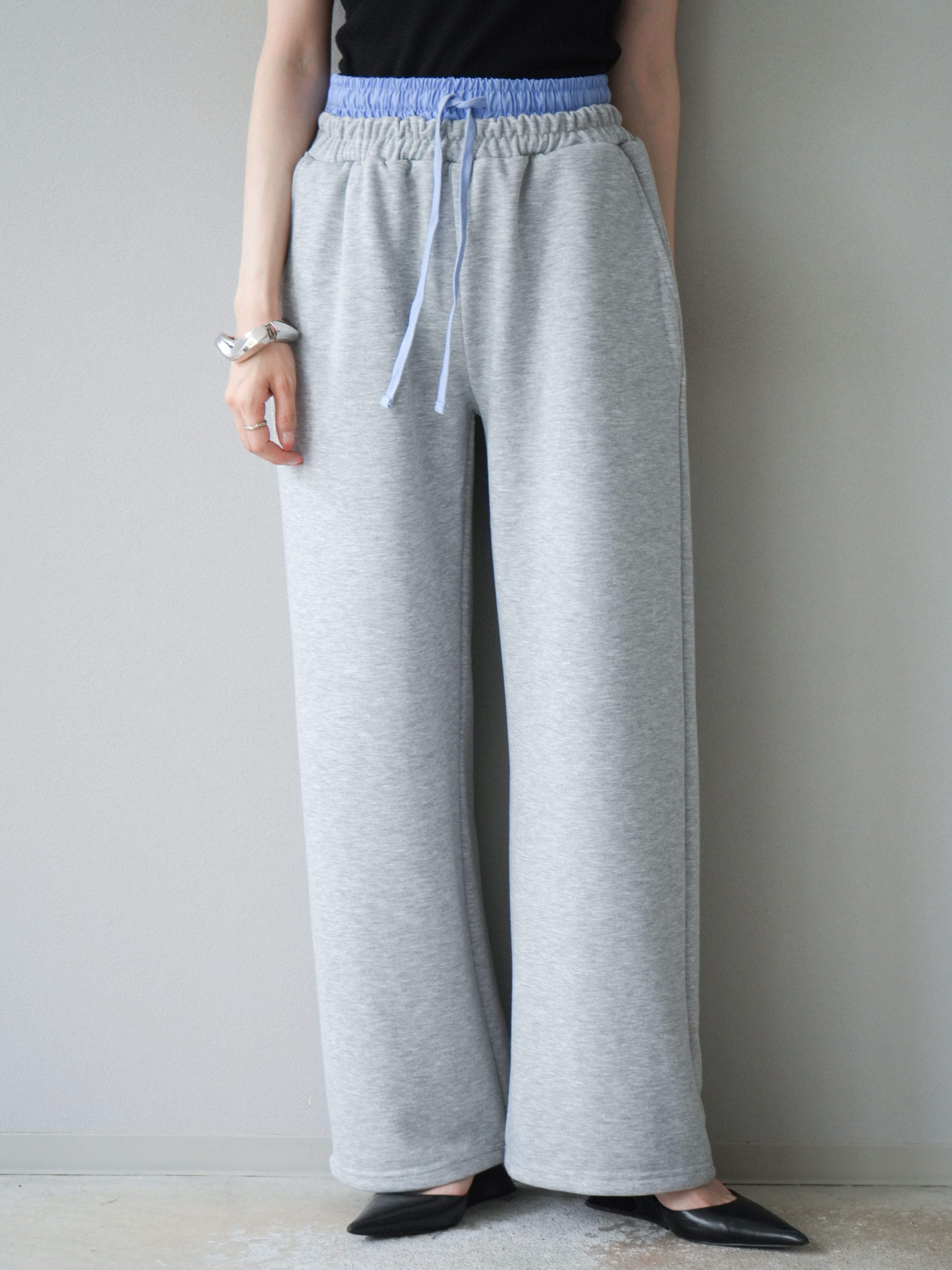 予約]ダブルウエストスウェットパンツ/杢グレー – Lumier