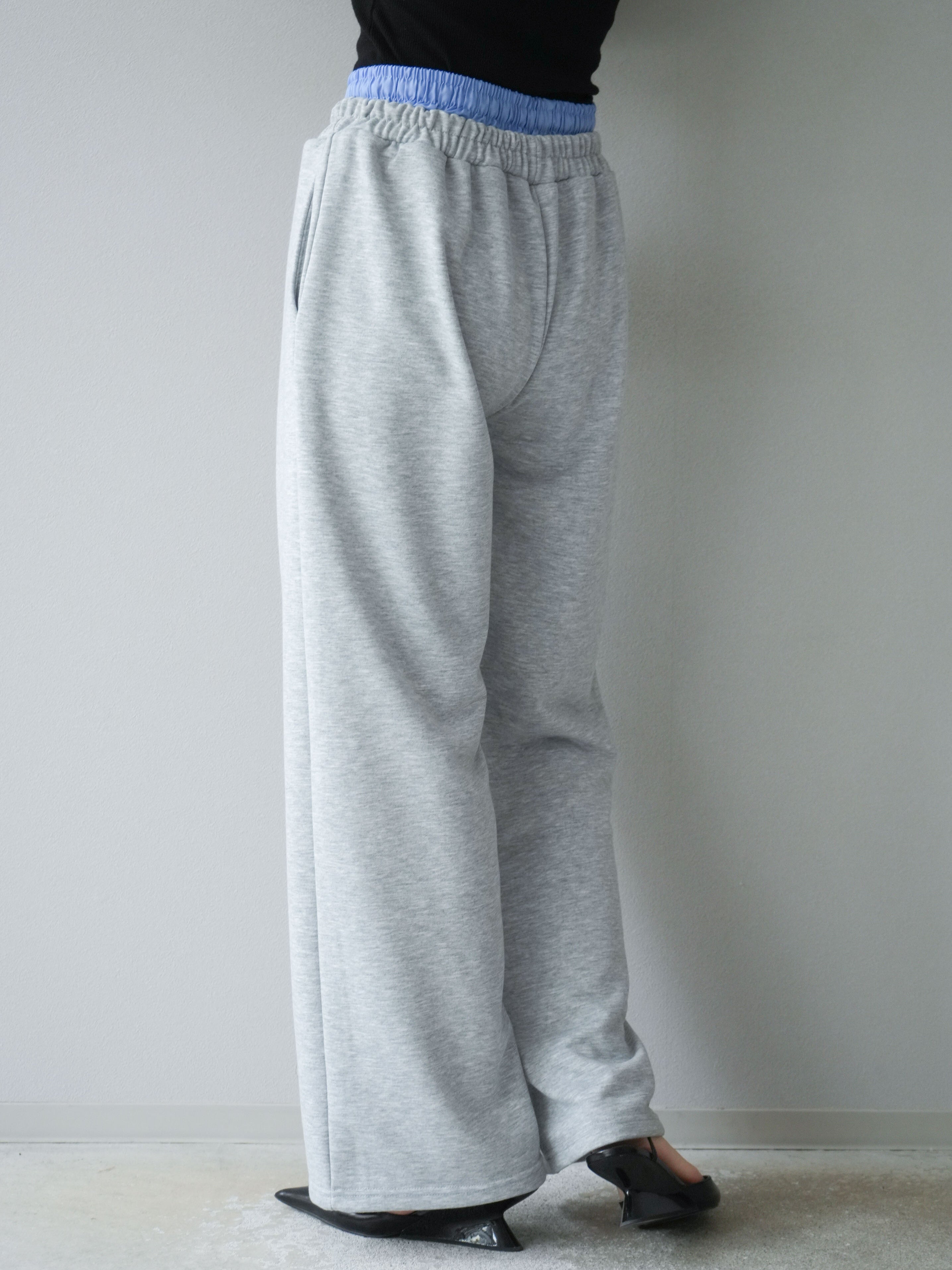 予約]ダブルウエストスウェットパンツ/杢グレー – Lumier