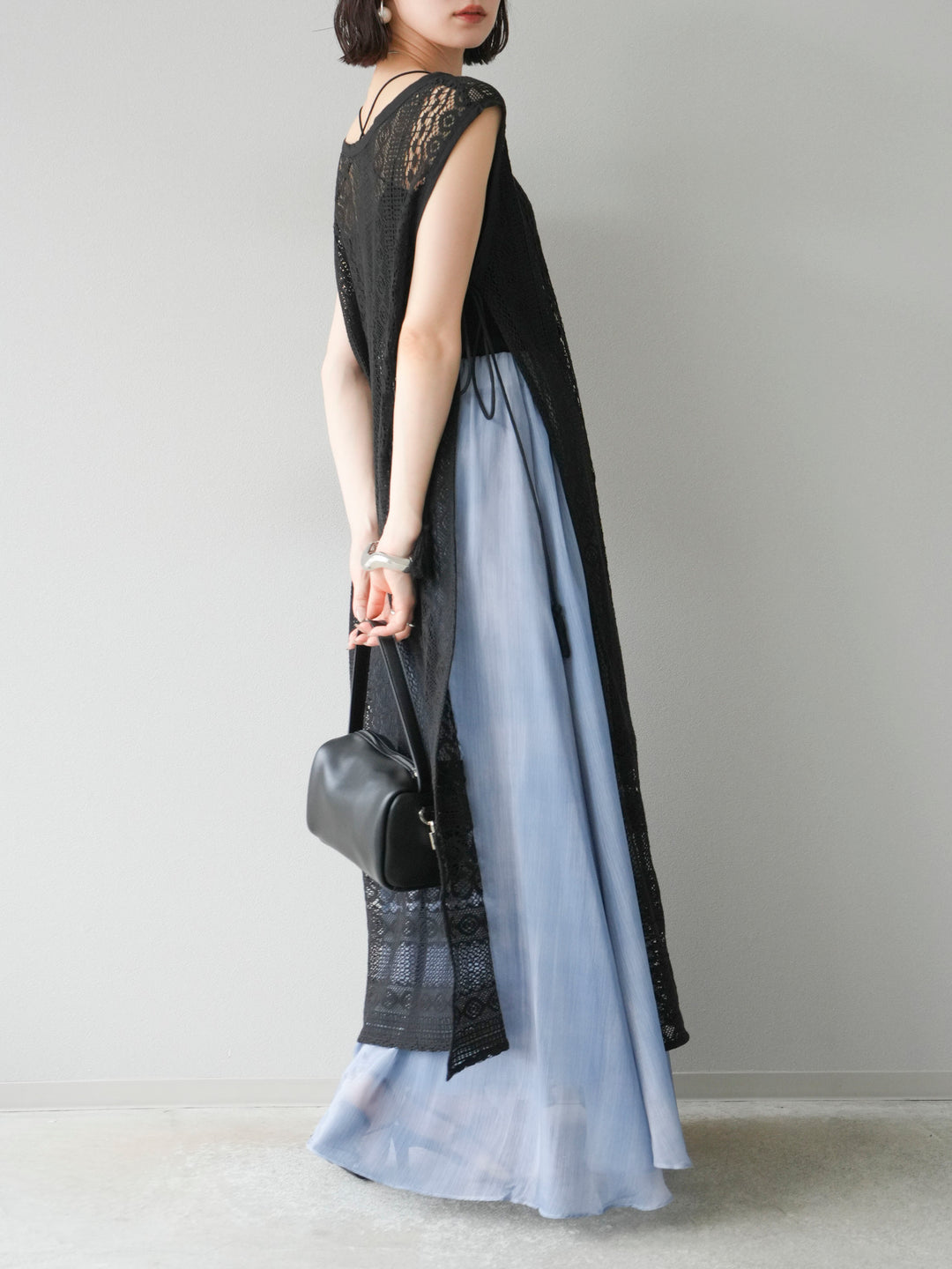 [預購] 印度蕾絲層疊洋裝/黑色