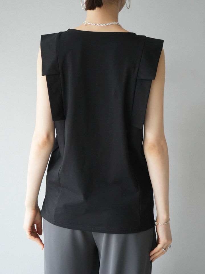 [Pre-order] Panel sleeveless top/Black