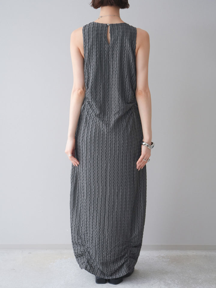 [予約]シャーリングジャガードノースリーブワンピース/gray